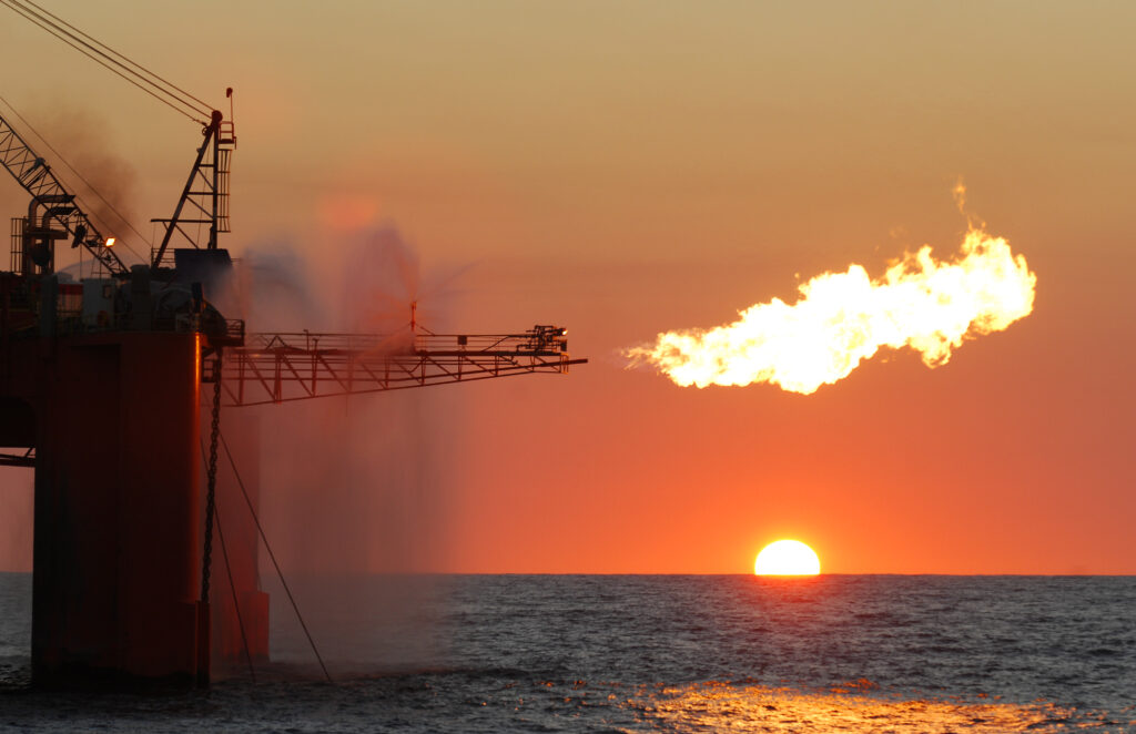 flare on an ocean oil rig.